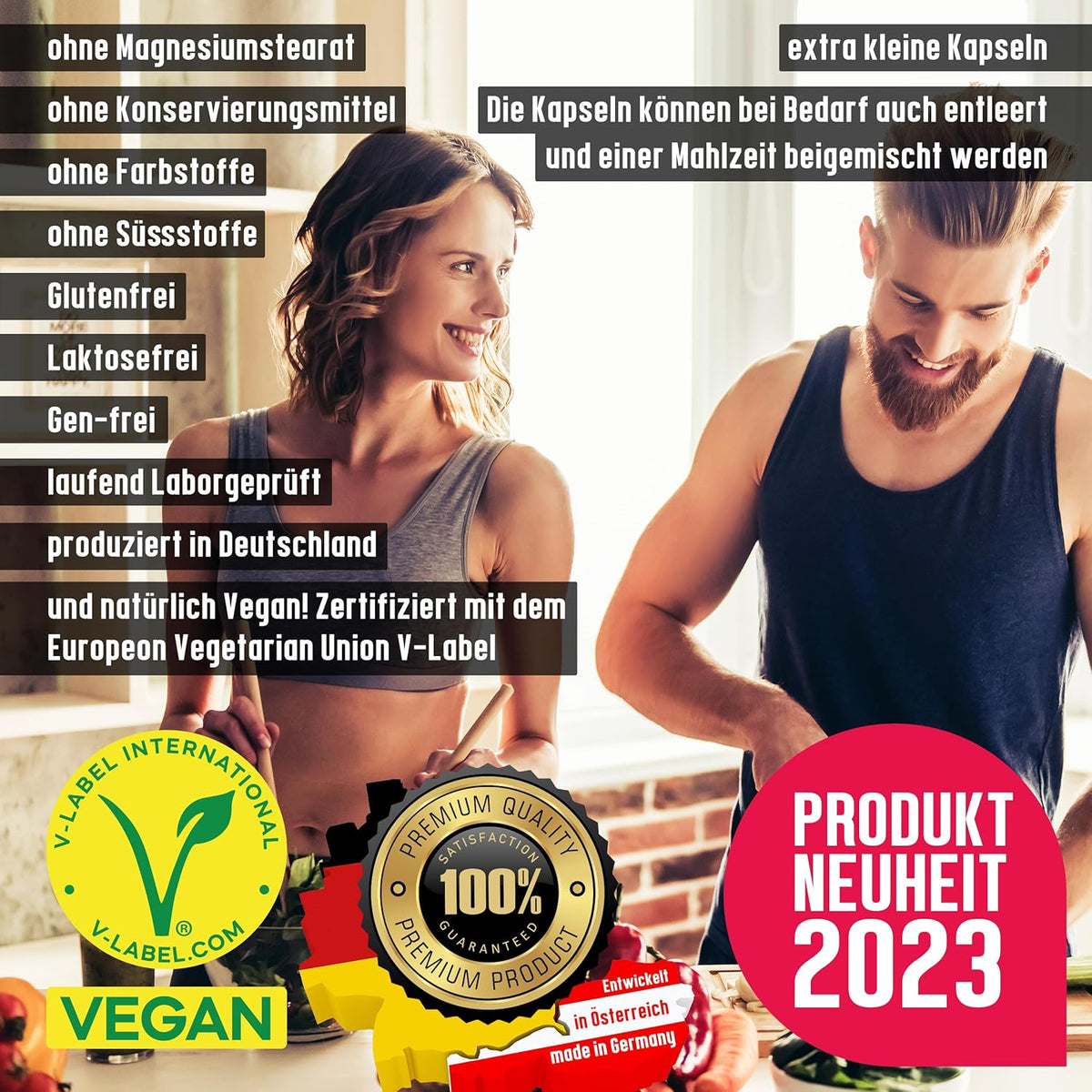 Vitamin B-Komplex - B1 + B2 + B3 + B5 + B6 + B7 + B9 + B12 fuer Erwachsene, vegan, hochdosiert - 180 Kapseln (6 Monats-Vorrat)