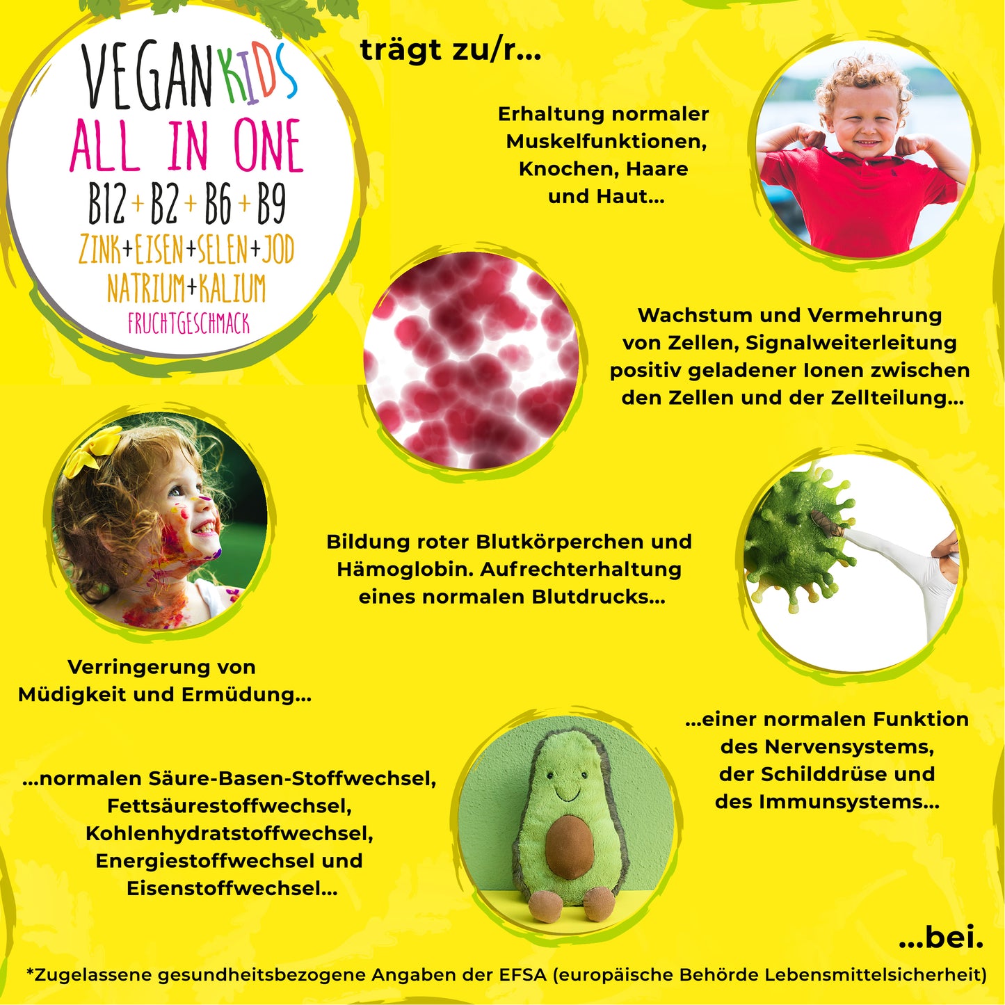 Vegan Kids All-in-One Tropfen - Vitamin B12+B2+B6+B9 Folsäure + Zink + Eisen + Selen + Natrium + Kalium + Jod - Komplex mit natürlichem Tropical Fruchtgeschmack (20ml = max. 4 Monats-Vorrat)